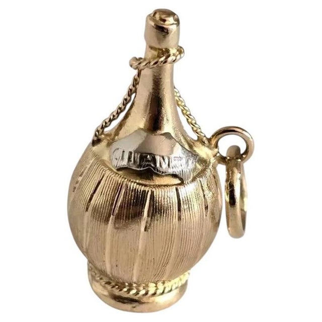 Vintage Two-Tone Gold Chianti Wine Bottle Charm Pendant, 1960s For Sale - Image 13 of 13