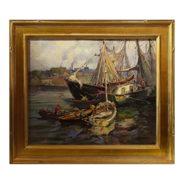 Claude Curry Bohm Lobster Fishermen C. 1945 Painting For Sale