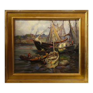 Claude Curry Bohm Lobster Fishermen C. 1945 Painting