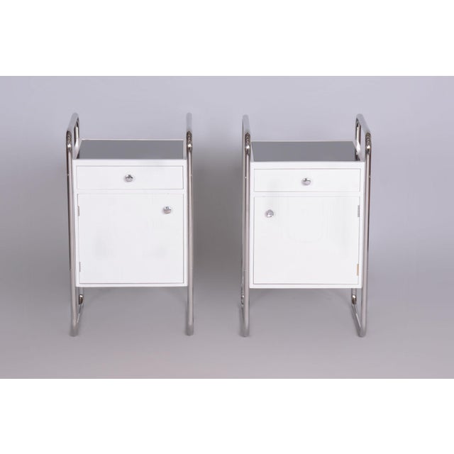 Bauhaus Bauhaus Bedside Tables in Chrome by Vichr, 1930s, Set of 2 For Sale - Image 3 of 9