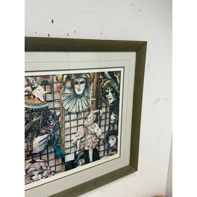 Design Plus Gallery presents Venetian Masks Lithograph by Karen Salee. Custom framed and matted with signature from the...