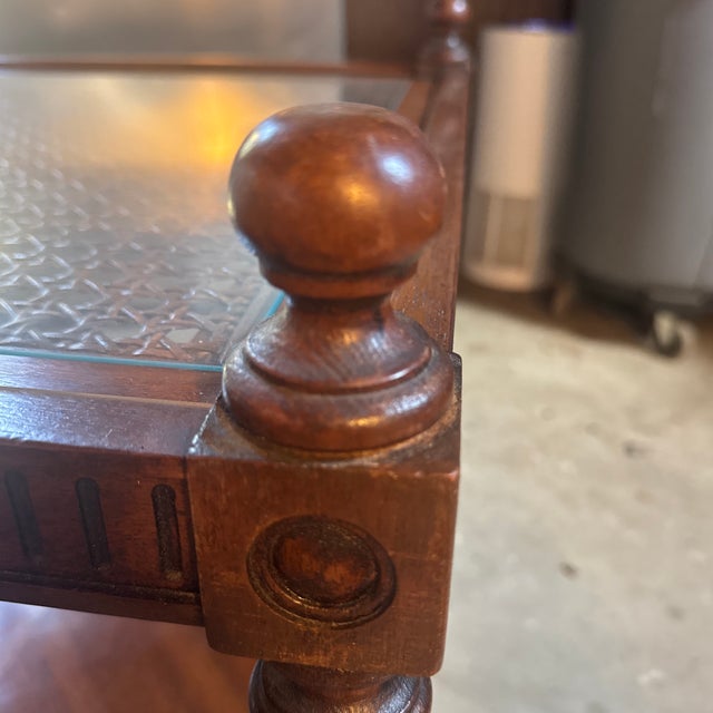 Traditional 1974 Thomasville Regency Mahogany & Cane Two-Tier Side Table For Sale - Image 3 of 8
