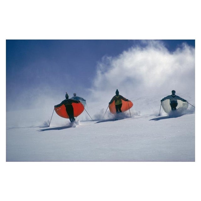 Caped Skiers 1967 Led by skimaster Stein Eriksen, skiers ‘sail’ down a slope at Snowmass-at-Aspen, Colorado, circa 1967....