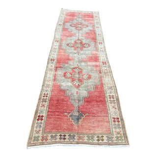 1940s Turkish Vintage Hand-Knotted Anatolian Runner Rug For Sale