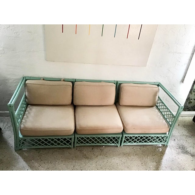 Vintage Rattan Ficks Reed Green Sofa Chairish