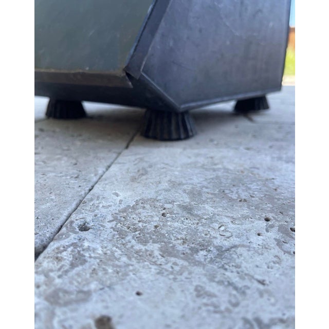 Vintage Black Metal Fireplace Scuttle Box Bin Brass Handle Coal Ash For Sale - Image 9 of 12