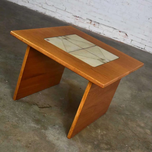 Gangsø Møbler MCM Scandinavian Modern Side or End Table Teak With Tile Insert by Gangso Mobler For Sale - Image 4 of 13