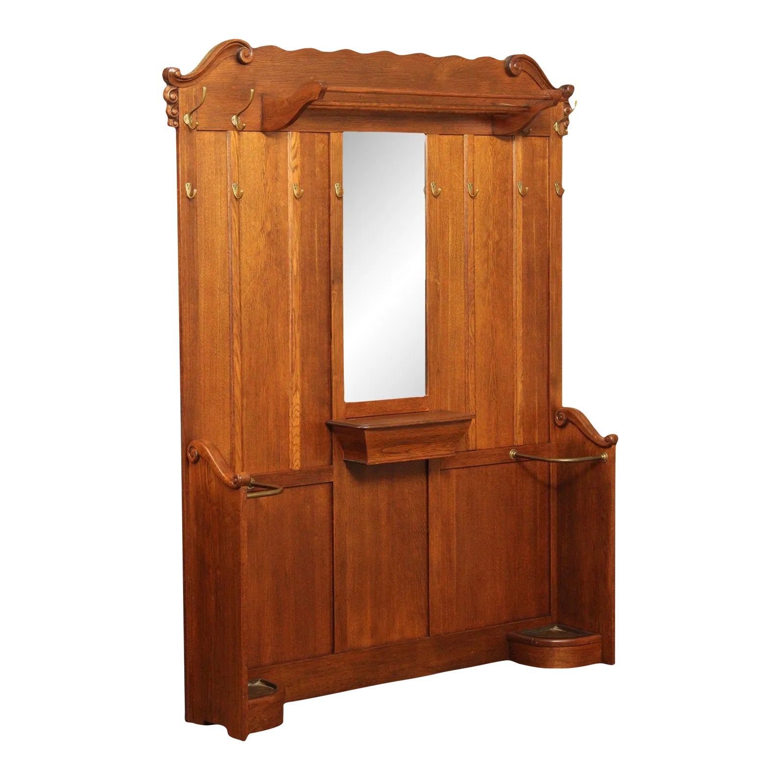 Late 19th Century Victorian Carved Oak Coat Rack or Hall Stand | Chairish