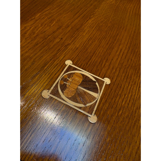 Arts & Crafts Stickley Harvey Ellis Dining Table With Inlays and Chairs For Sale - Image 3 of 9