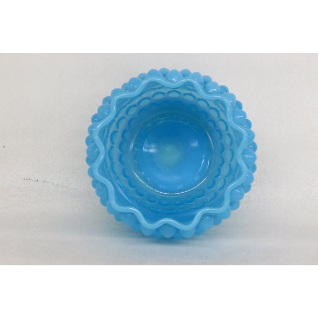 Mid-Century Modern Hobnail Blue Glass Ruffle Top Vase For Sale - Image 3 of 10