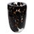 Hand Blown Murano Vase With Onyx Black and Dark Amber Details For Sale