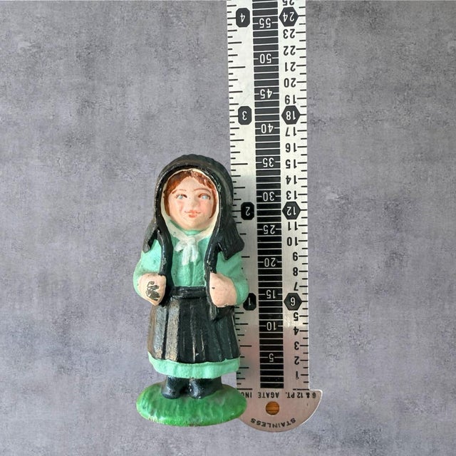 Vintage Miniature Cast Iron Amish Boy Girl Figurines Pa Dutch Folk Art Paperweight For Sale - Image 10 of 10