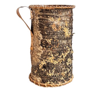 Large Vintage Appalachian Birch Tree Bark Bucket / Basket For Sale