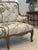 A beautifully restored antique French carved giltwood sofa, reimagined in Thibaut Katsura in Lavender and sumptuous...