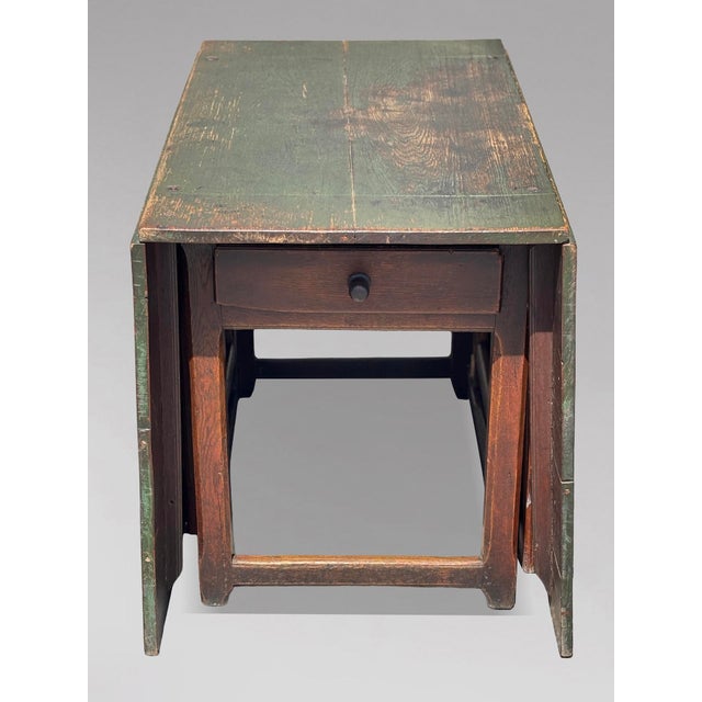 19th Century Swedish Green Painted Drop-Leaf Dining Table, 1820 For Sale - Image 9 of 15