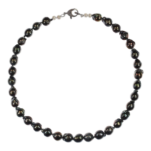 18 Inch Gorgeous Green/Black Iridescent Pearl Necklace