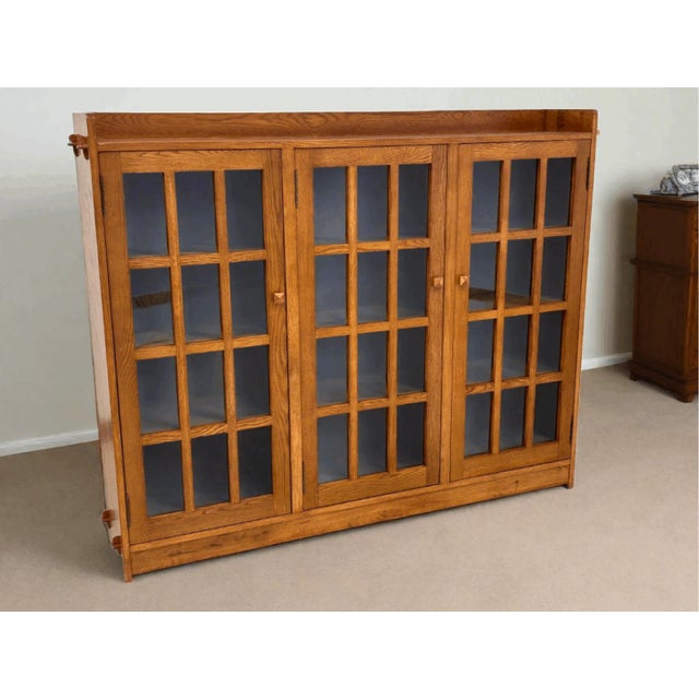 Mission Oak 3 Door Display Bookcase For Sale - Image 10 of 18