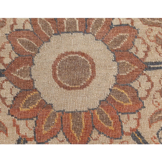 Persian Early 20th Century Persian Tabriz Floral Beige, Sepia & Brown Handmade Wool Rug For Sale - Image 3 of 7