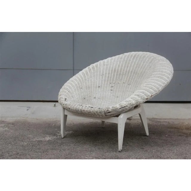 Italian Rattan & Lacquered Lounge Chair, 1950s For Sale - Image 11 of 11