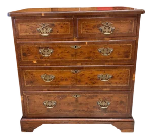 English Mahogany Chest With Burl and Banding