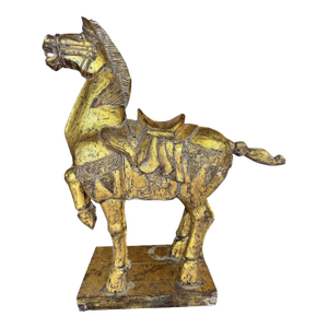 Early 20th Century Tang Style Gilt Wooden Horse Sculpture