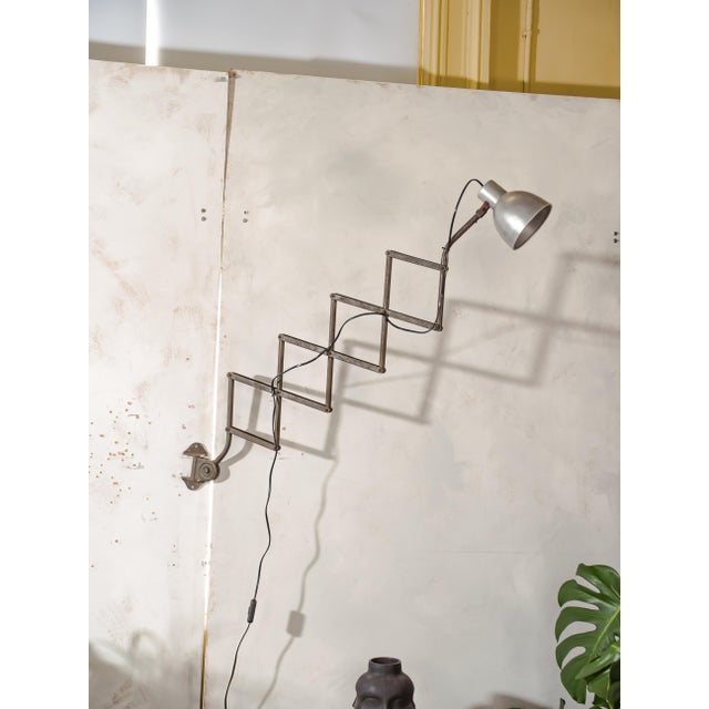 Vintage Army Green Patina Scissor Lamp from Hala, 1930s For Sale - Image 13 of 18
