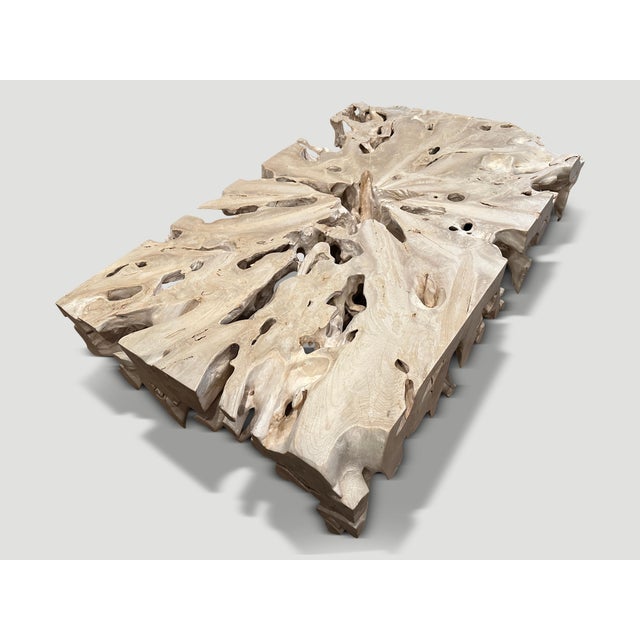 Contemporary Andrianna Shamaris Bleached Teak Wood Coffee Table, Console or Room Divider For Sale - Image 3 of 6
