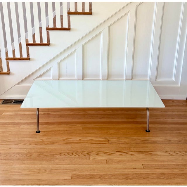 2001 Danish Modern Vico Magistretti for Fritz Hansen Rectangular Glass & Steel Coffee Table For Sale - Image 9 of 12