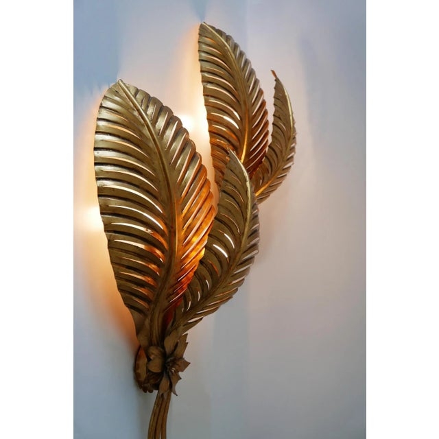 Large Gilt Metal Palm Leaf Sconces by Hans Kögl for Hans Kögl, 1970s, Set of 2 For Sale - Image 14 of 18