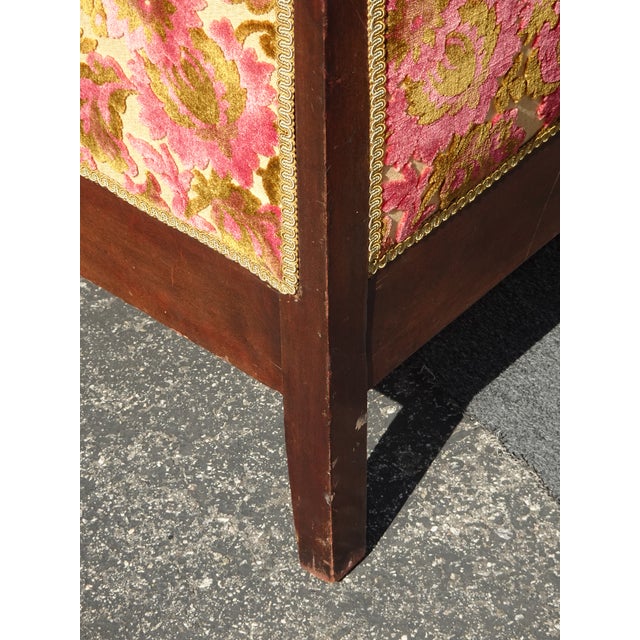 Antique French Country Biedemeier Settee Sofa W Burgunday Floral Velvet For Sale - Image 12 of 14