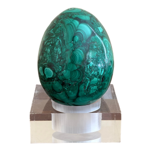 Malachite Egg on Lucite Stand