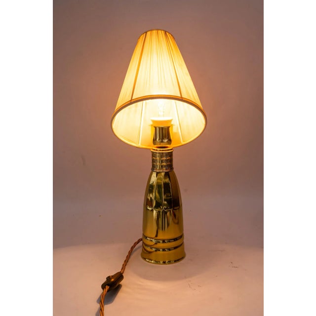 Art Deco Table Lamp with Fabric Shade, Vienna, Austria, 1920s For Sale - Image 3 of 13
