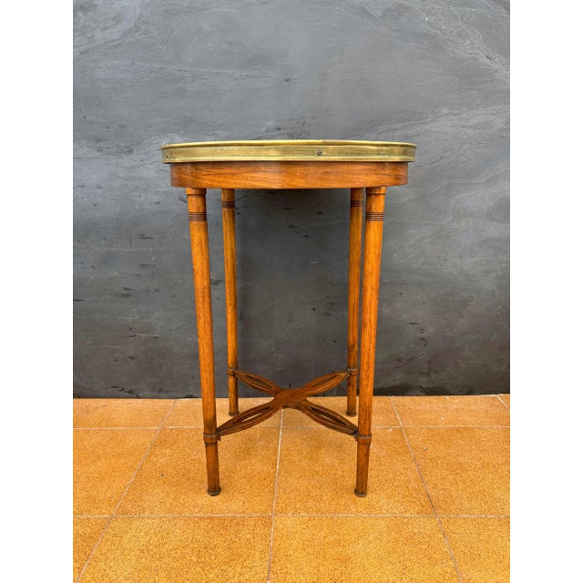 French Louis XVI Style Gueridon Table with Brass Gallery, 1930s For Sale - Image 9 of 10