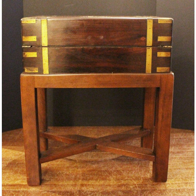 Mid 19th Century Circa 1840 English Lap Desk Writing Box on Custom Side Table Stand For Sale - Image 5 of 12