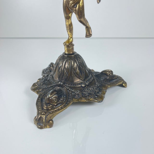 Antique Three-Arm Candleholder in Cast Brass, 1890s For Sale - Image 6 of 11
