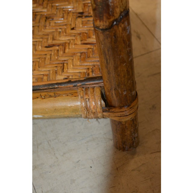 Vintage Bamboo & Woven Rattan 2 & 3 Tiered Decorative Long Shelving Shelf Unit For Sale - Image 16 of 18