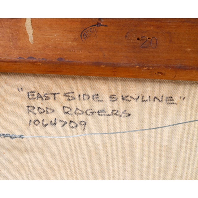 Textile Rod Rodgers Painting, "East Side Skyline" For Sale - Image 7 of 8