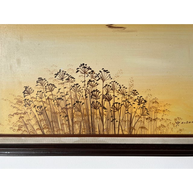 Wood 1980's Vintage G. Robery Impressionist Sunset Landscape Oil Painting, Framed For Sale - Image 7 of 12