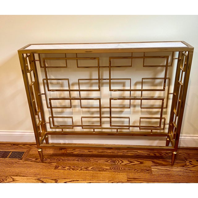 Global Views Global Views Open Block Console Table - Gold For Sale - Image 4 of 10