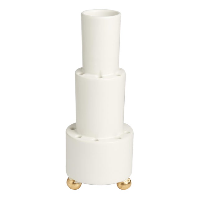White 16-Hole Tulipiere, Gold Ball Feet For Sale