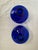 Glass Pair Vintage 5.25" X 4" Blenko Cobalt Blue Art Bubble Glass Bud Vases, Hand Blown, Joel Myers Design For Sale - Image 7 of 13