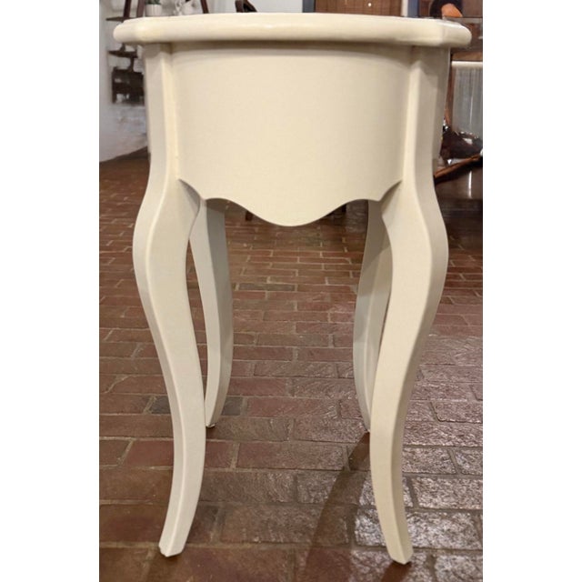 French Country Botanical Floral Accent Table With Scalloped Apron, Refinished For Sale - Image 9 of 10