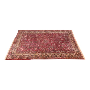Antique Hand-Woven Persian Sarouk Room Size Wool Rug, Circa 1930s