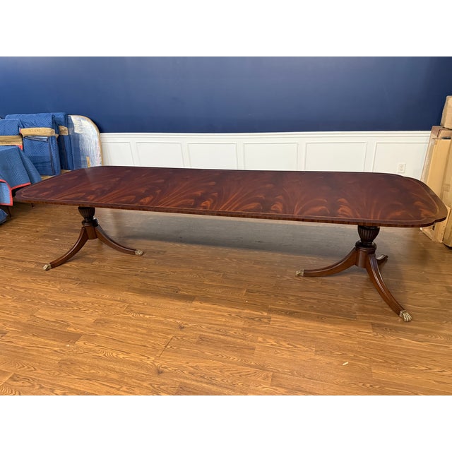 Leighton Hall Furniture Classic Mahogany Scallop Cornered Dining Table by Leighton Hall - Showroom Sample For Sale - Image 4 of 16