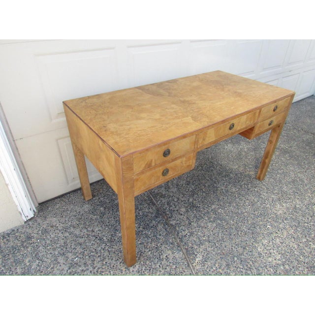 Mid-Century Modern Mid-Century Modern Italian Burl Olive Wood Desk For Sale - Image 3 of 18