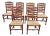 Late 20th Century Set of Six English Oak Faux Bamboo Mahogany Six-Splat Ladder Back Chairs With Rush Seats For Sale