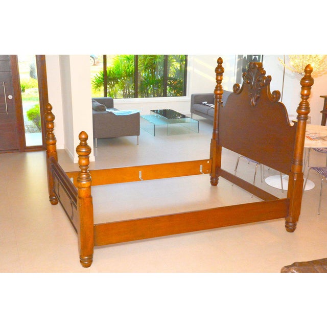 Ralph Lauren Four Poster Carved Wood Queen Size Bed Frame Chairish