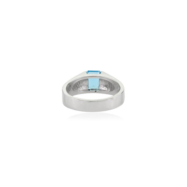 Not Yet Made - Made To Order 3.4 CTS Swiss Blue Topaz Solitaire 925 Silver Unisex Ring, Size 8 For Sale - Image 5 of 11