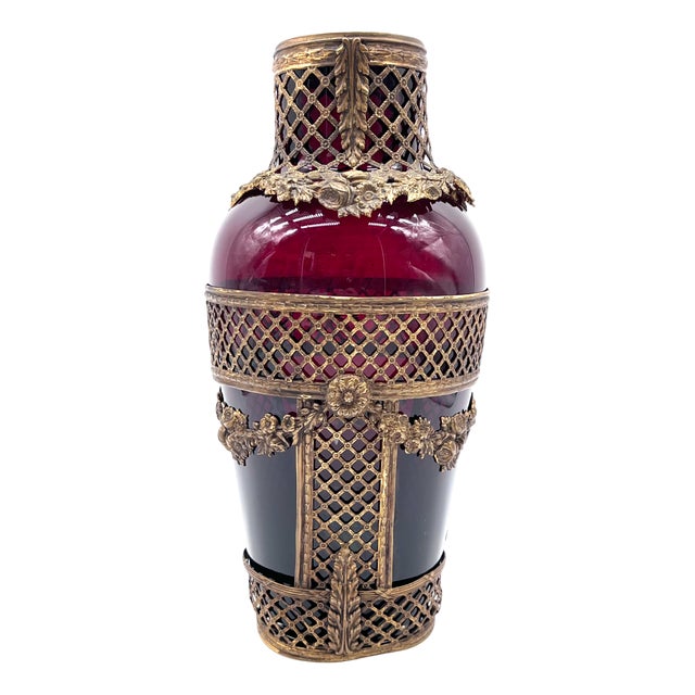 Ruby Glass Vase with Removable Ormolu Mount, France, 1900s For Sale