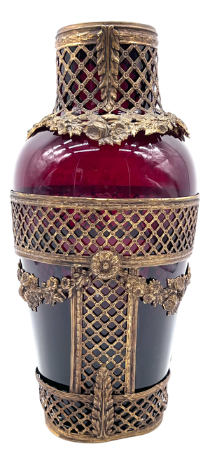 Ruby Glass Vase with Removable Ormolu Mount, France, 1900s